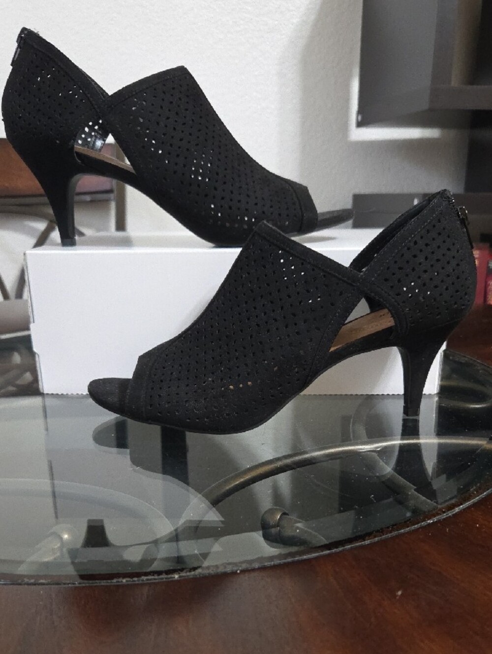 Style & Co. Black Perforated Peep-Toe Heels - Picture 2 of 9